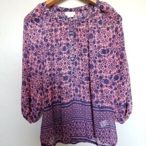 Liz Claiborne crew neck chiffon blouse size medium